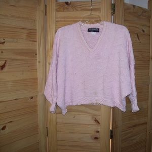 VTG David Brett PINK Knit Crop Top Sweater Size M